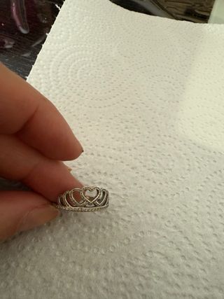 Anillo Pandora Corazones Tiara Plata