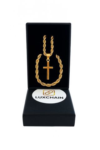 Conjunto Cadena y Pulsera Cruz Oro