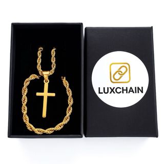 Conjunto Cadena y Pulsera Cruz Oro