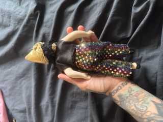 Bambola vintage porcellana vestito colorato