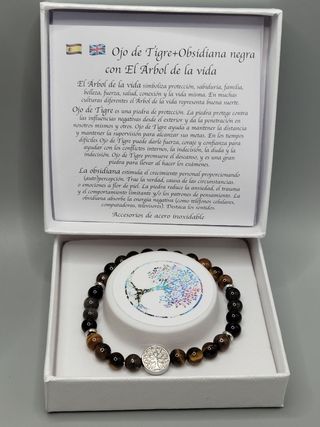 Pulsera Ojo de Tigre y Obsidiana Negra
