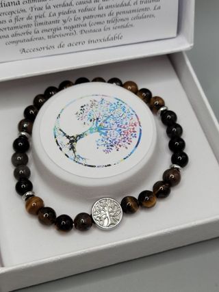 Pulsera Ojo de Tigre y Obsidiana Negra
