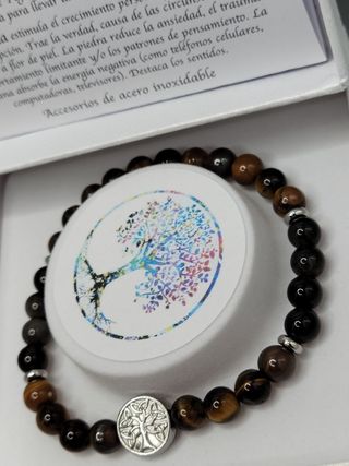 Pulsera Ojo de Tigre y Obsidiana Negra