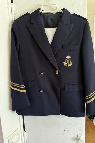 Traje de comunión niño azul y dorado
