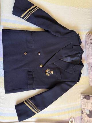 Traje de comunión niño azul y dorado