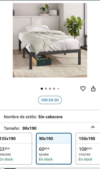 Somier de forja negro 90x190 