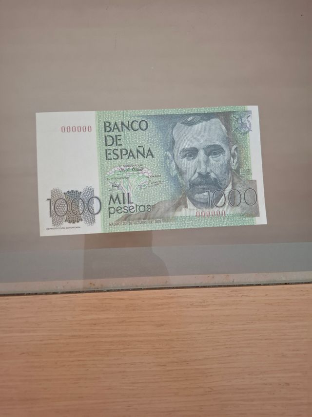 Billete de 1000 pesetas de serie 000000