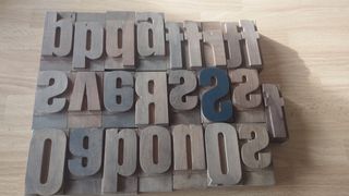 Caratteri tipografici in legno vintage letterpress