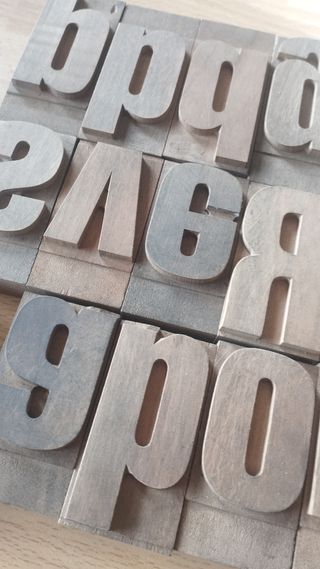 Caratteri tipografici in legno vintage letterpress