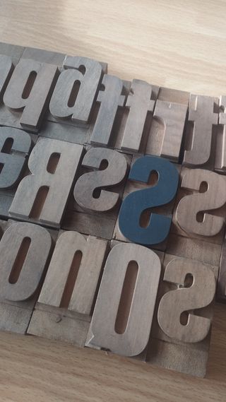 Caratteri tipografici in legno vintage letterpress
