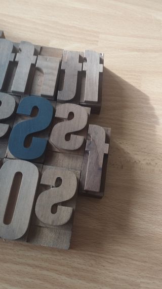 Caratteri tipografici in legno vintage letterpress