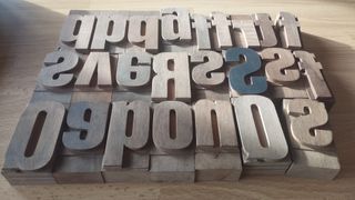 Caratteri tipografici in legno vintage letterpress