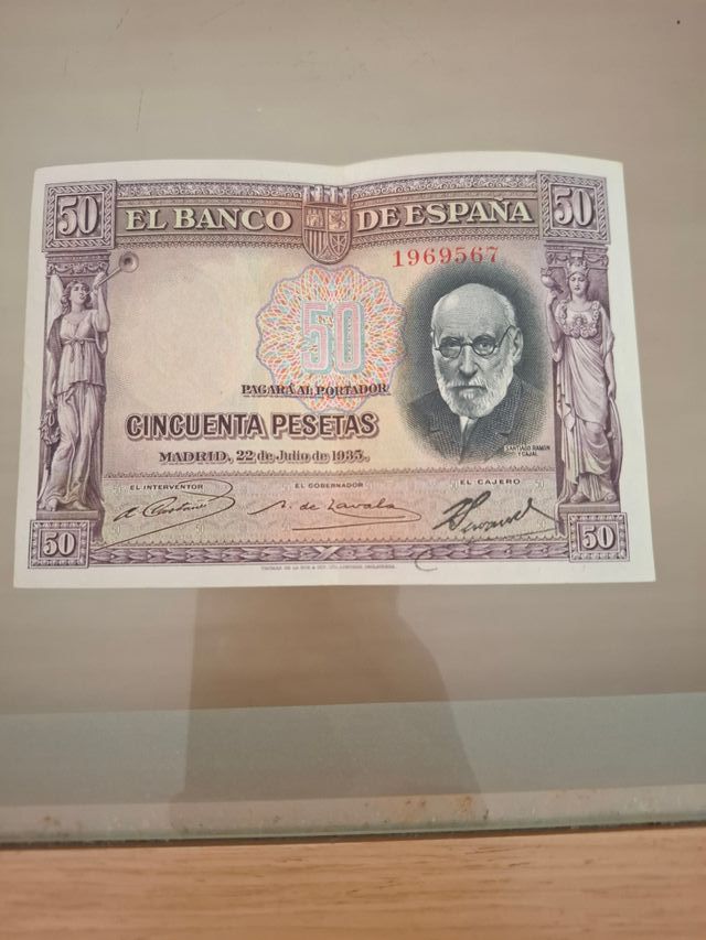 Billete de 50 pesetas de el año 1935