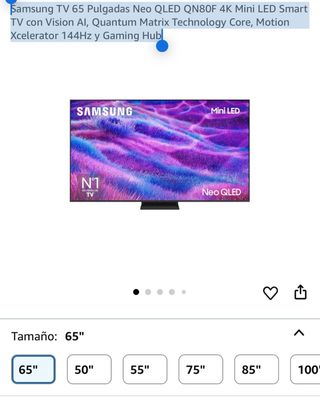 Samsung TV 65 Neo QLED QN80F 4K Mini LED 