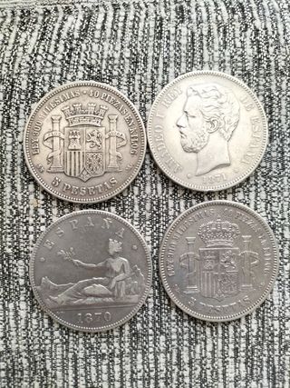 Monedas 5 Pesetas 1870 y 1871