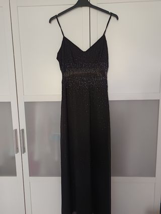 Vestido fiesta negro y pedrería Talla 40/42