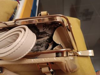 Bellissima borsa donna beige e oro