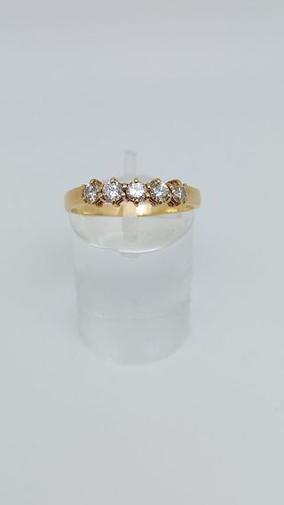 L735 Anillo oro 18k 5 circonitas brillantes
