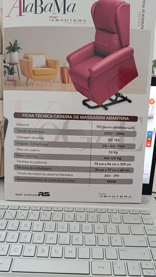 Sofá de Massagens em Pele Sintética Vermelha