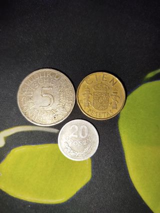 Lotto 3 monete estere: 5 DM, 100 Pesetas, 20 Grosz