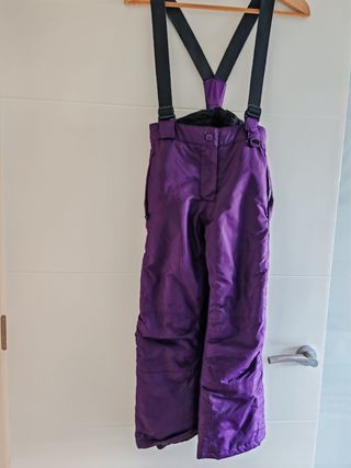 Pantalones de esquí morados con tirantes