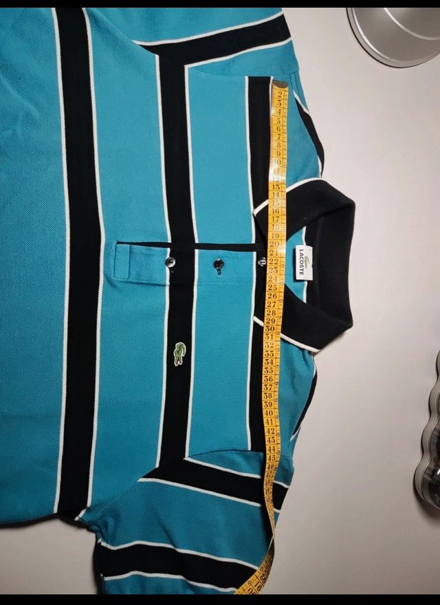 Polo Lacoste Rayas Azul y Negro