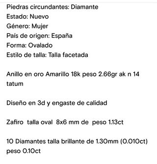 Anillo Oro 18k Zafiro y Diamantes. Negociable.