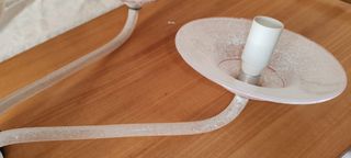 Lampadario 8 luci oro/bianco vetro