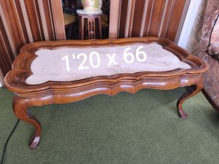 Mesa de centro madera y mármol 120x66