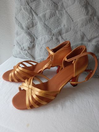 Zapatos de baile latino talla 40 dorados