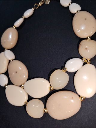 Collana Dudu Parfum de Bijoux Pietre Beige/Bianco