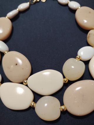 Collana Dudu Parfum de Bijoux Pietre Beige/Bianco