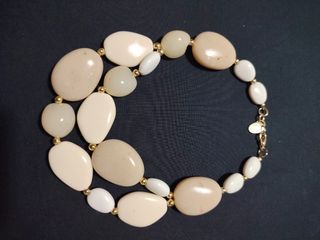 Collana Dudu Parfum de Bijoux Pietre Beige/Bianco