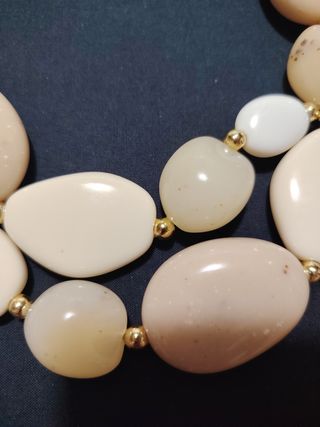 Collana Dudu Parfum de Bijoux Pietre Beige/Bianco