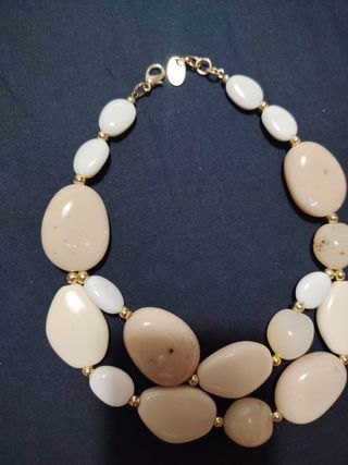 Collana Dudu Parfum de Bijoux Pietre Beige/Bianco