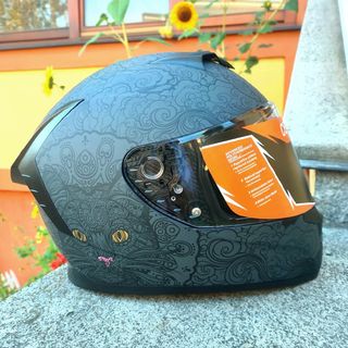 Casco de moto con diseño de gato tamaño M