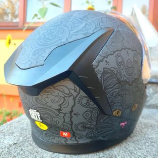Casco de moto con diseño de gato tamaño M