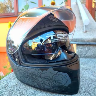 Casco de moto con diseño de gato tamaño M
