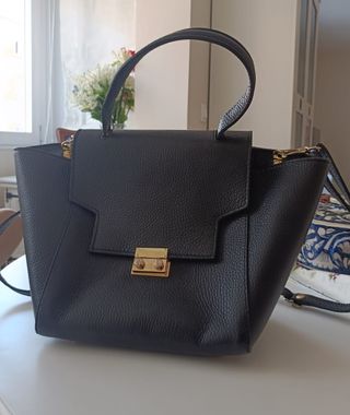 Bolso de piel auténtica negro