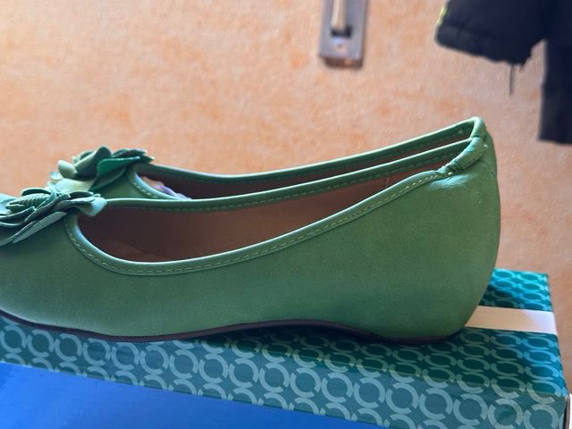 Bailarinas P. Fashion Verdes Talla 39 con Flor
