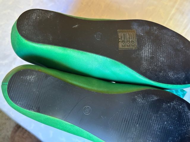 Bailarinas P. Fashion Verdes Talla 39 con Flor