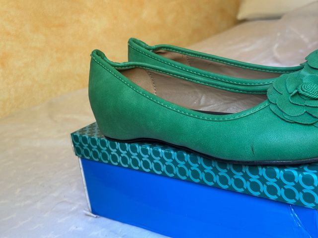 Bailarinas P. Fashion Verdes Talla 39 con Flor