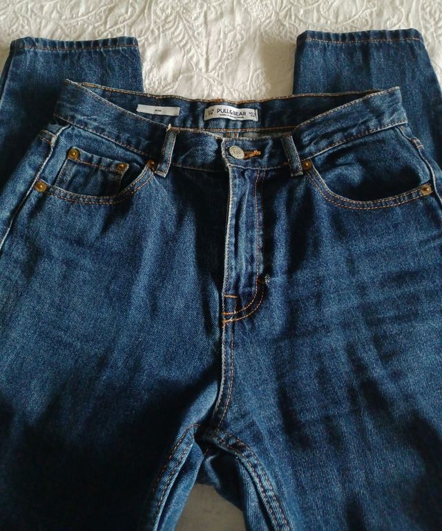 Vaqueros Mom Fit Pull and Bear Azules Cintura alta