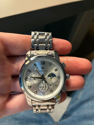 Reloj Longbo Plateado y Blanco