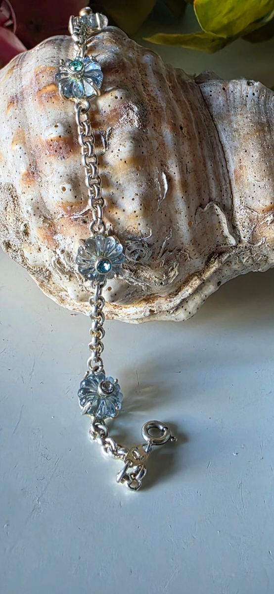 Pulsera Antigua Topacio Azul y anillo para bea 