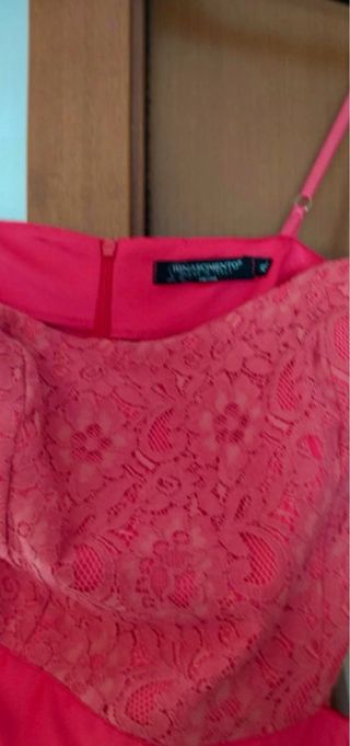 Abito elegante donna rosa con pizzo