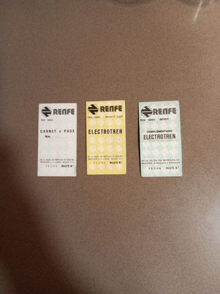 Billetes Renfe Electro Tren Años 80