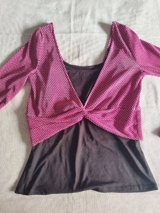 Crop top Bershka manga larga rosa