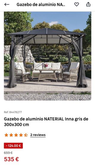 TECHO para pérgola NATERIAL gris 300x300 cm