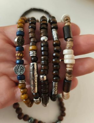 10 Pulseras Elásticas Madera Nuevas